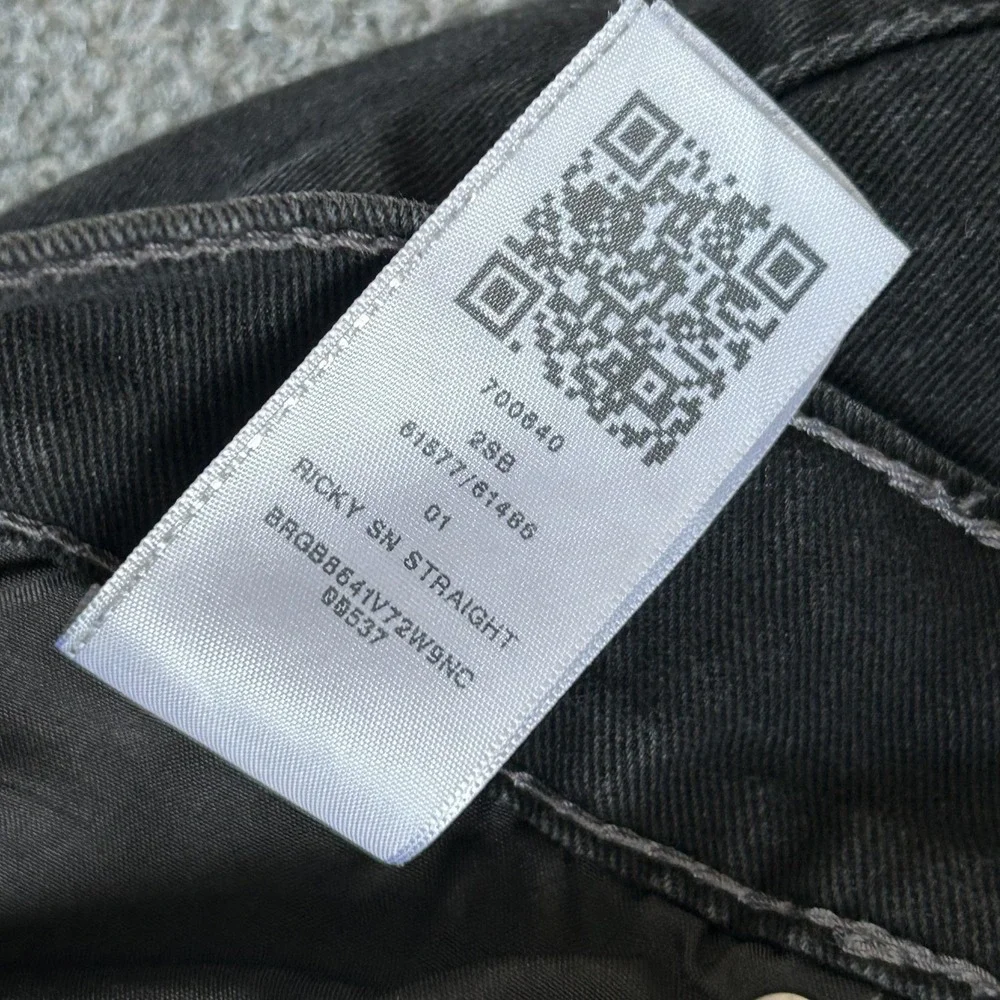 True Religion Ricky‎ Relaxed Straight Jeans Mens 34x33 Black Stretch Horseshoe
